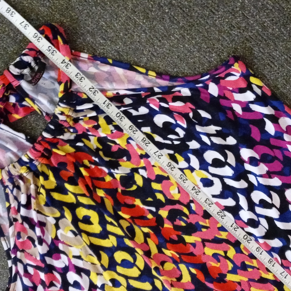 🌈Trina Turk🌈 - Juju Multicolor Geometric Print Halter Tie Knit Stretch Dress - Picture 12 of 12